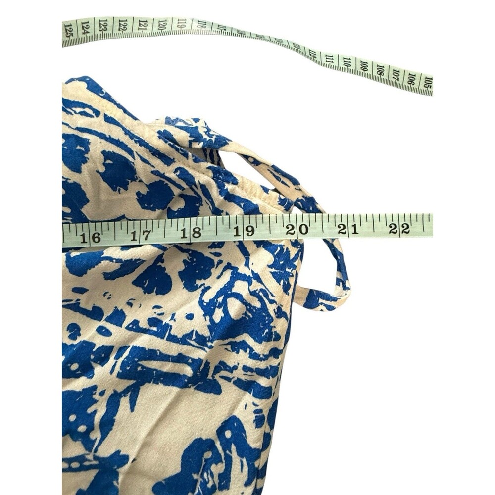 MSK Blue Ivory Floral Paisley Tiered Maxi Dress Size L Belted Boho Resort - Picture 8 of 9